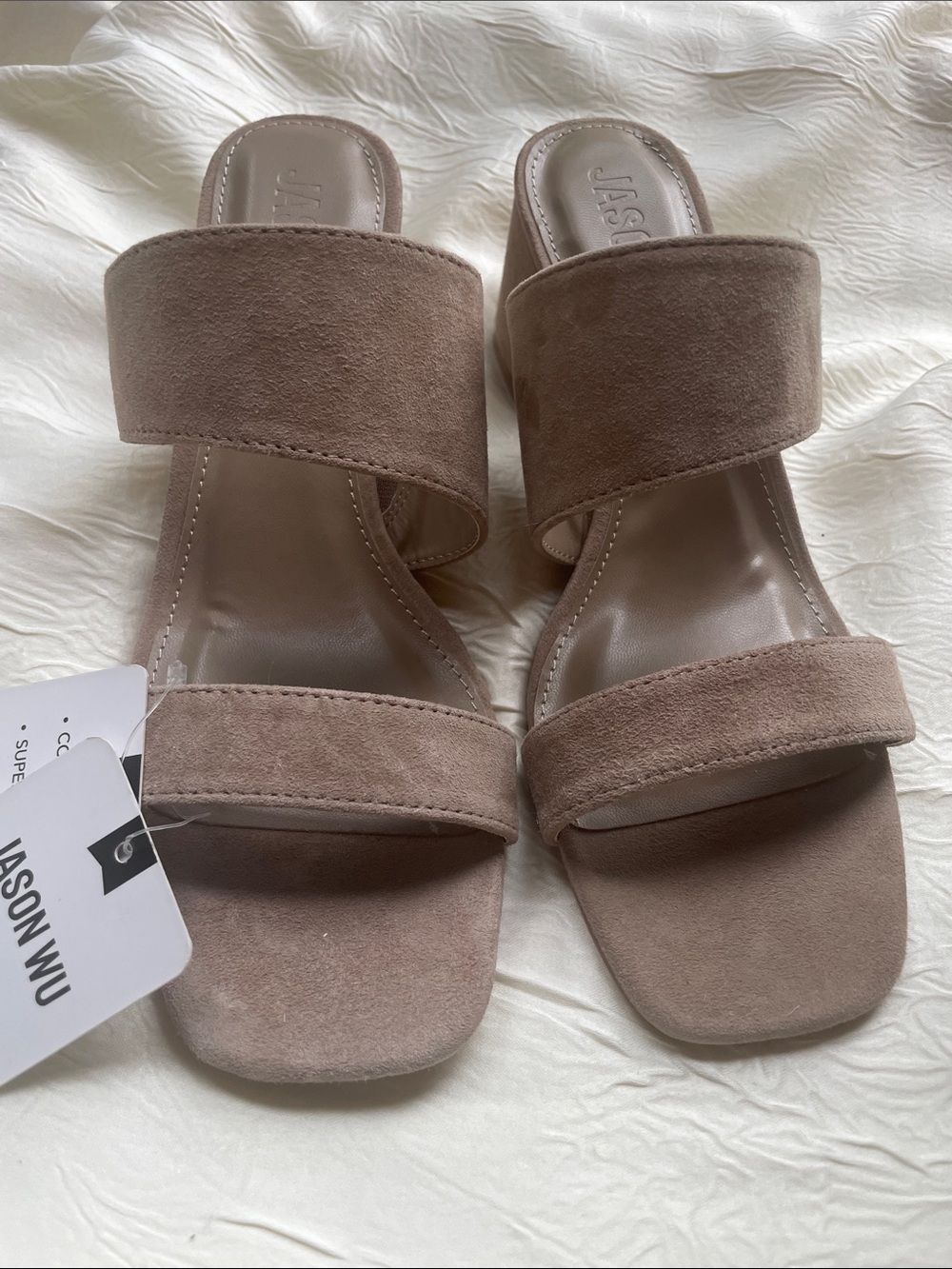 Jason Wu Taupe Suede Double-Band Mules nwt size 7 1/2